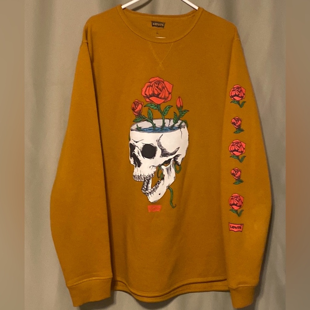 Levi’s Grateful Dead Skull Long Sleeve  Cotton Blend Mustard Sweatshirt  XL